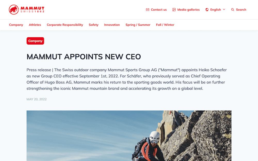Mammut announces new CEO
