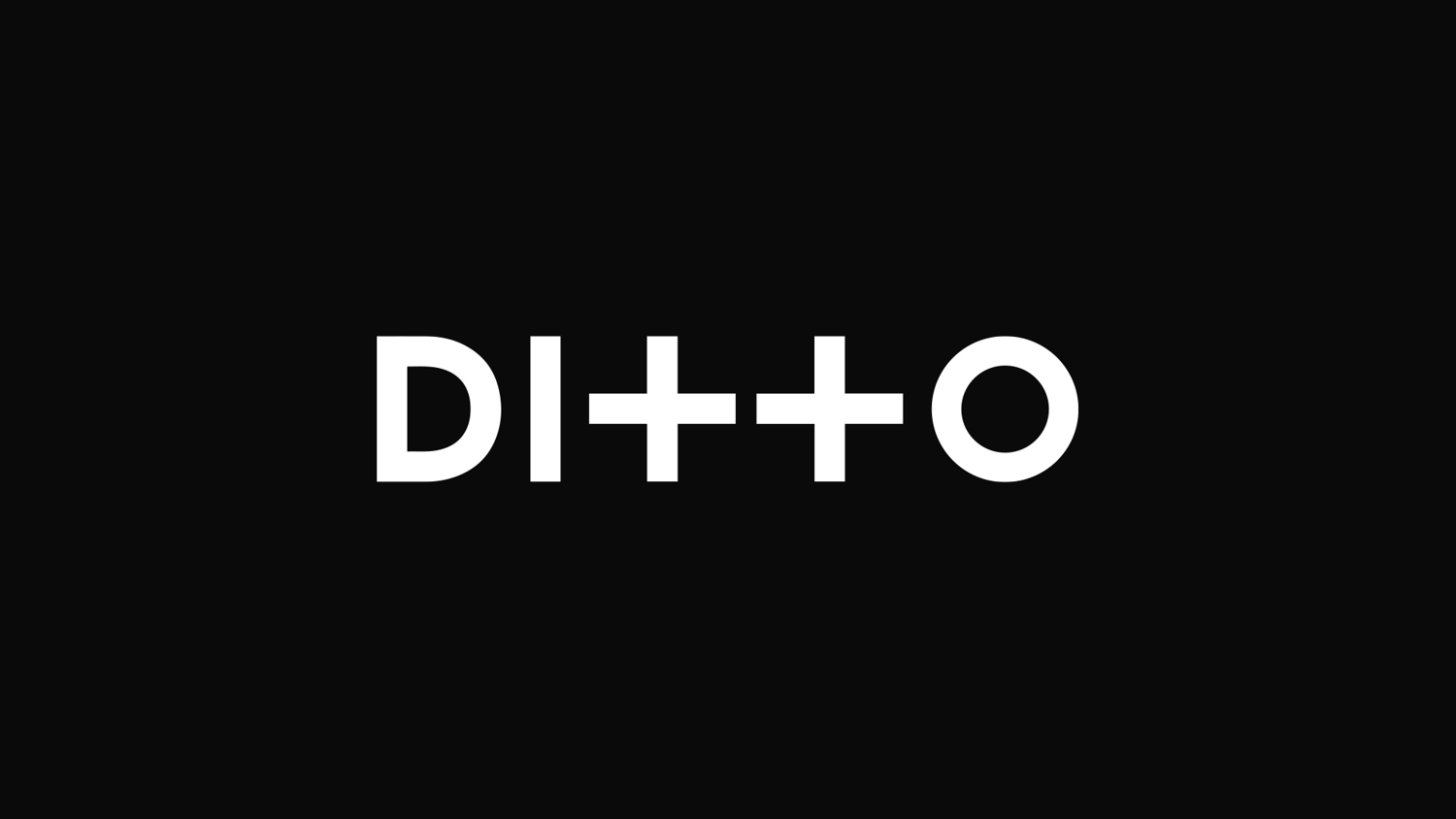 Ditto Logo White, Dark. 16:9