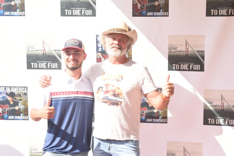 Cameron Blasek with John Schneider at the historic Select Theater in Mineola, TX (July 4, 2024) (Photo credit: Douglas Crawford)