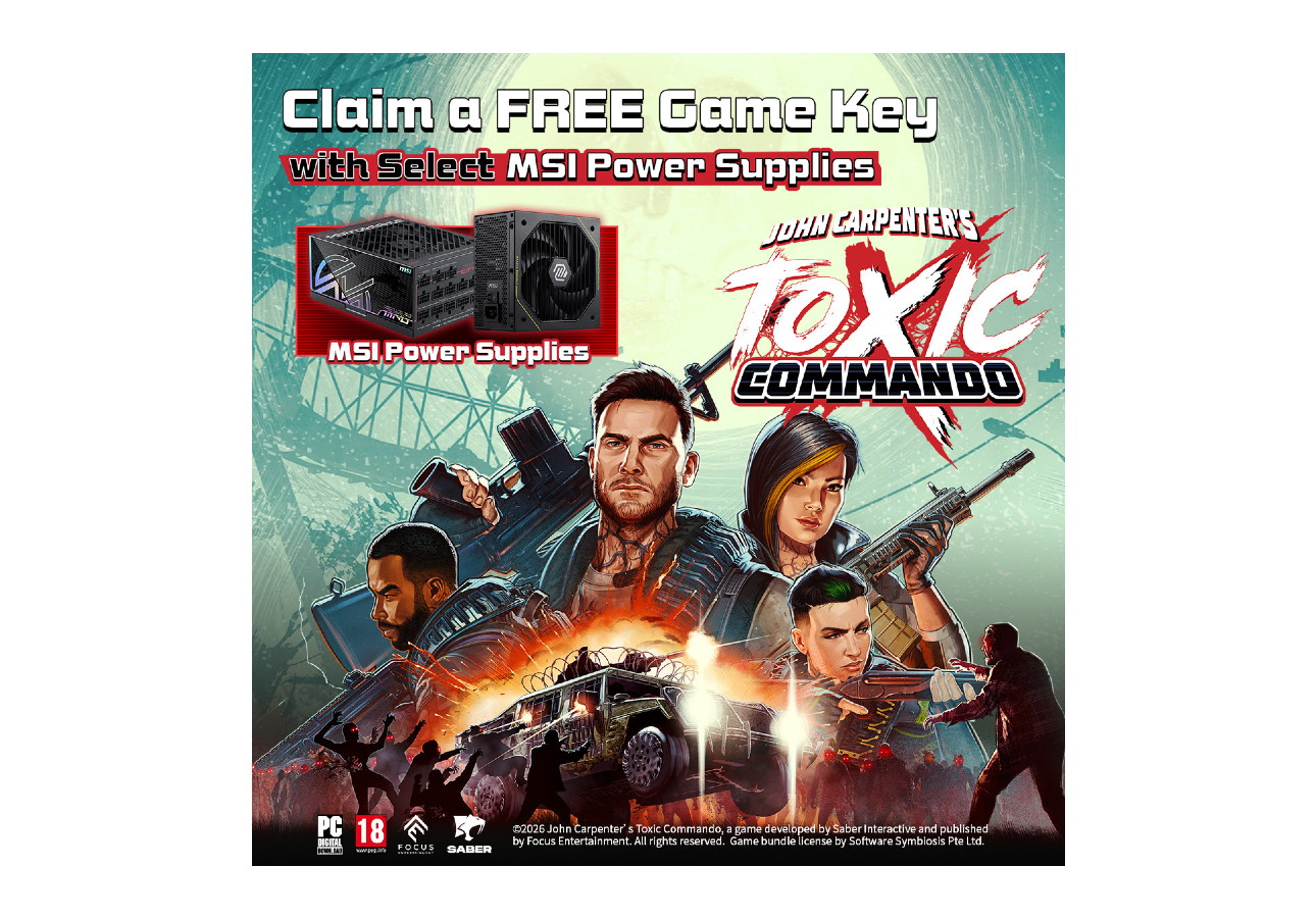 Kostenloser Key für „John Carpenter's Toxic Commando“ beim Kauf ausgewählter MSI-Netzteile