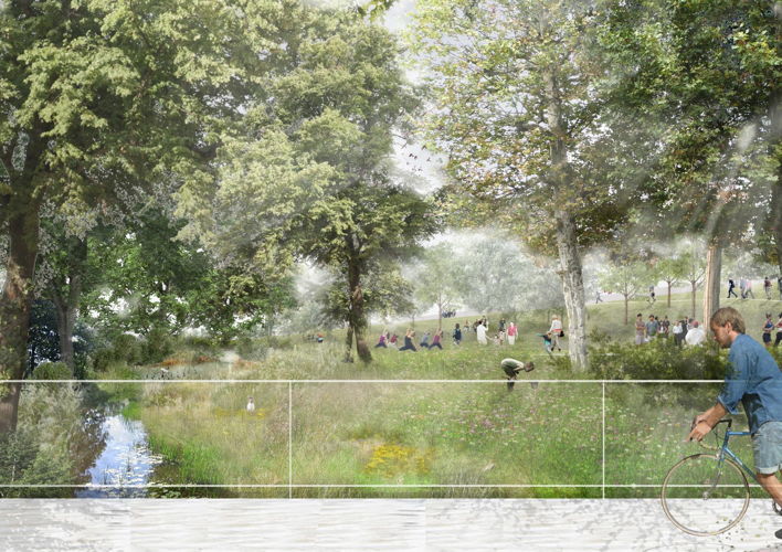 Toekomstbeeld Merksemse tuinen, Ringpark Groenendaal, op basis van het voorontwerp. Hierna wordt nog een definitief ontwerp uitgewerkt. © Ontwerpteam Ringpark Groenendaal: BUUR part of Sweco – Latz – Greisch – Studio Woodroffe Papa Toekomstbeeld Merksemse tuinen, Ringpark Groenendaal, op basis van het voorontwerp. Hierna wordt nog een definitief ontwerp uitgewerkt. © Ontwerpteam Ringpark Groenendaal: BUUR part of Sweco – Latz – Greisch – Studio Woodroffe Papa