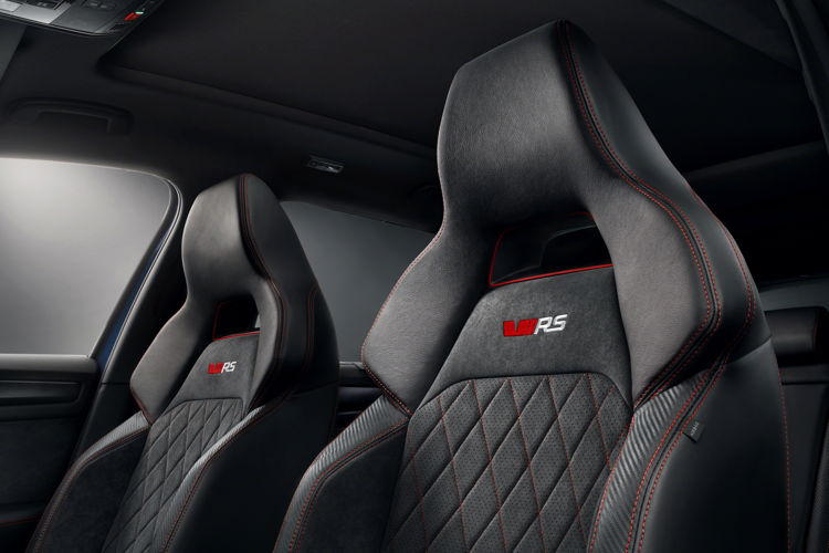 The new RS logo with its red 'v' is embroidered into the seats, marking this sporting SUV range-topper as a member of the RS family.