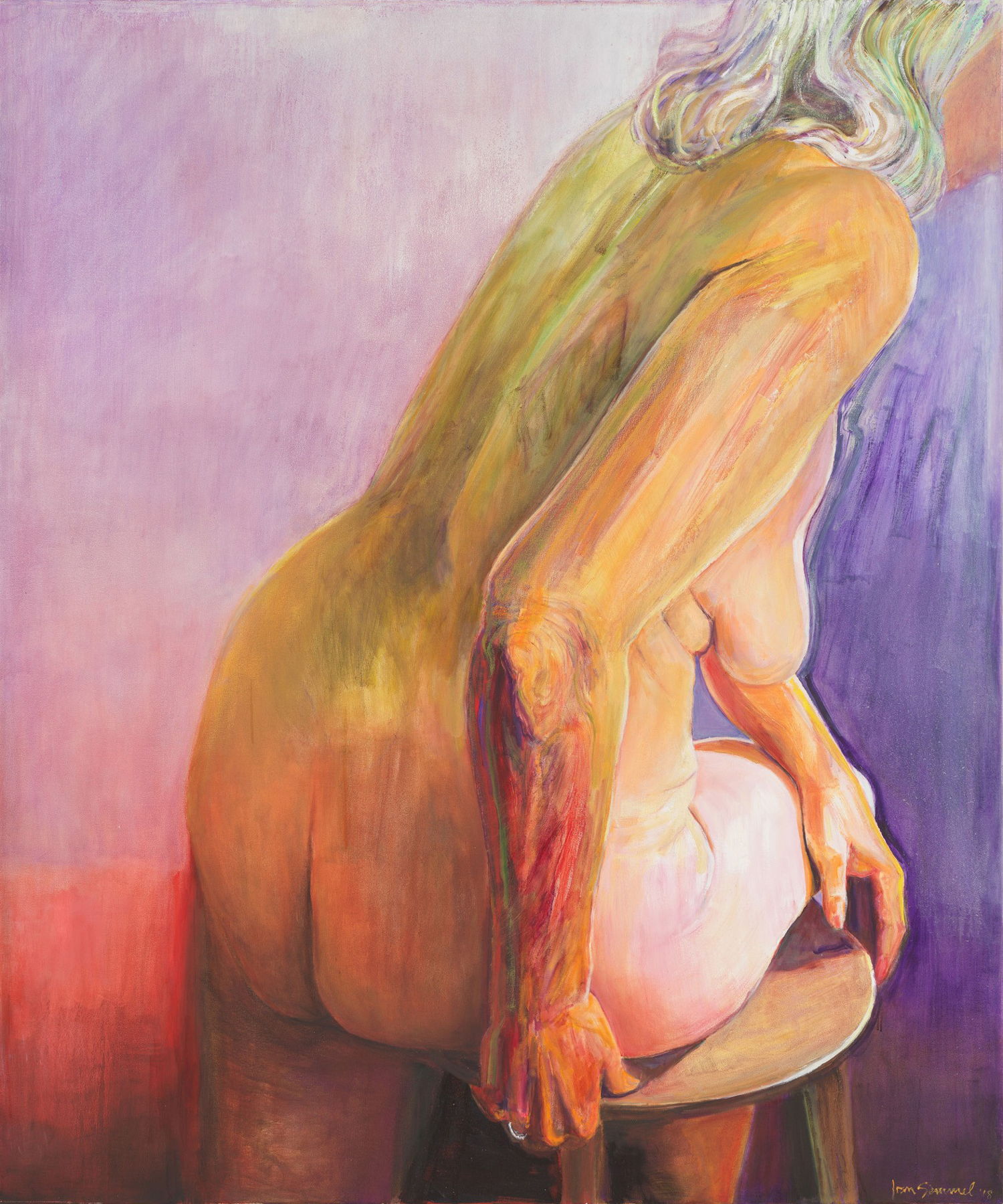 Joan Semmel, Turning, 2018 oil on canvas 182.9 × 152.4 cm, 72 × 60 in. Photo credit: Jeffrey Sturges Courtesy of the Artist and Xavier Hufkens, Brussels