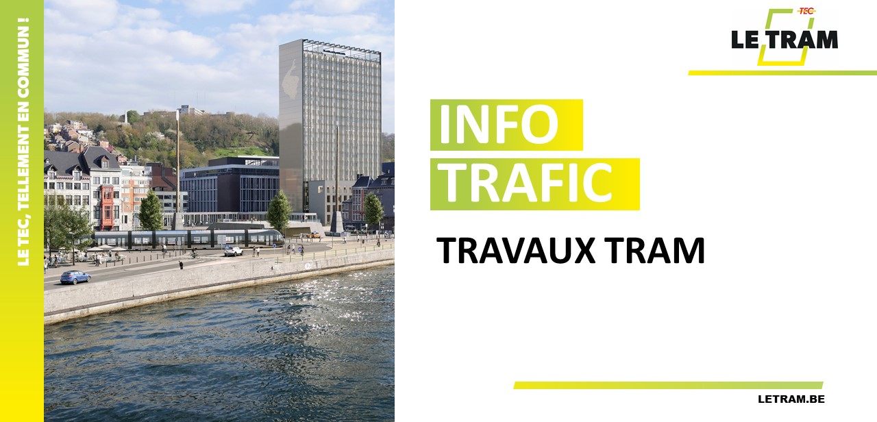 Tram de Liège: Pose de luminaires en façade et marquage au sol rue Léopold