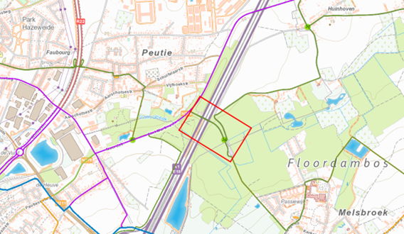 Kaart met de locatie van de nieuwe fietsinfrastructuur langs de Ravaartstraat in Vilvoorde en Steenokkerzeel.