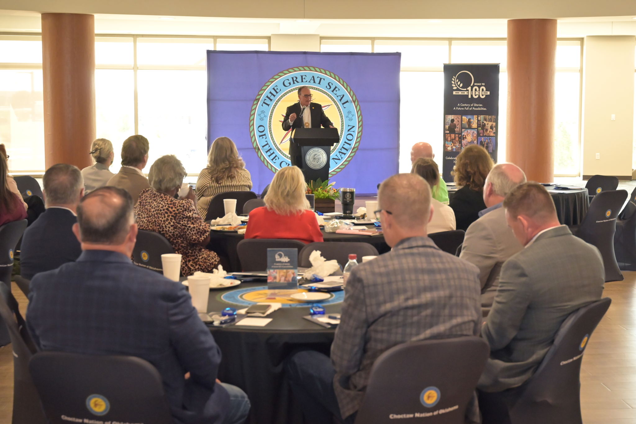 Chief Gary Batton speaks at the Oklahoma Hall of Fame Road to 100 luncheon hosted at the Choctaw Nation of Oklahoma Headquarters in Durant. Chief Gary Batton speaks at the Oklahoma Hall of Fame Road to 100 luncheon hosted at the Choctaw Nation of Oklahoma Headquarters in Durant.