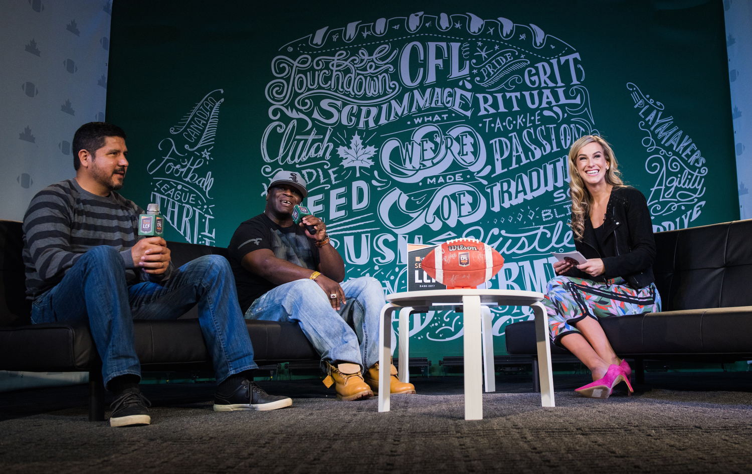#MarksCFLWeek Live. L>R: Anthony Calvillo, Kelvin Anderson, and Brodie Lawson. Photo credit: Johany Jutras/CFL 
