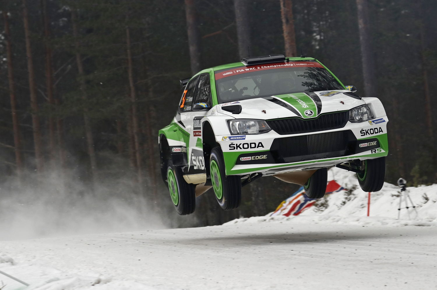Pontus Tidemand/Jonas Andersson (SWE/SWE), driving a ŠKODA FABIA R5, want to repeat last year’s WRC 2 victory.