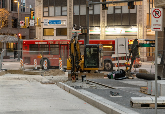 Work zone at Wood Street Station