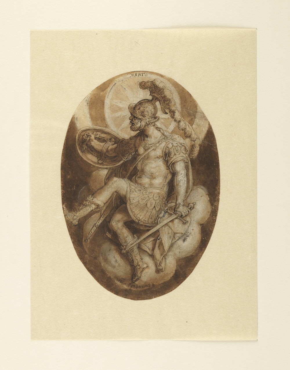 Johannes Stradanus (Brugge 1523- Firenze 1605), Mars. Pen and brown ink, brown wash, white highlights. +/- 1595. On long-term loan from Stichting Jean van Caloen  