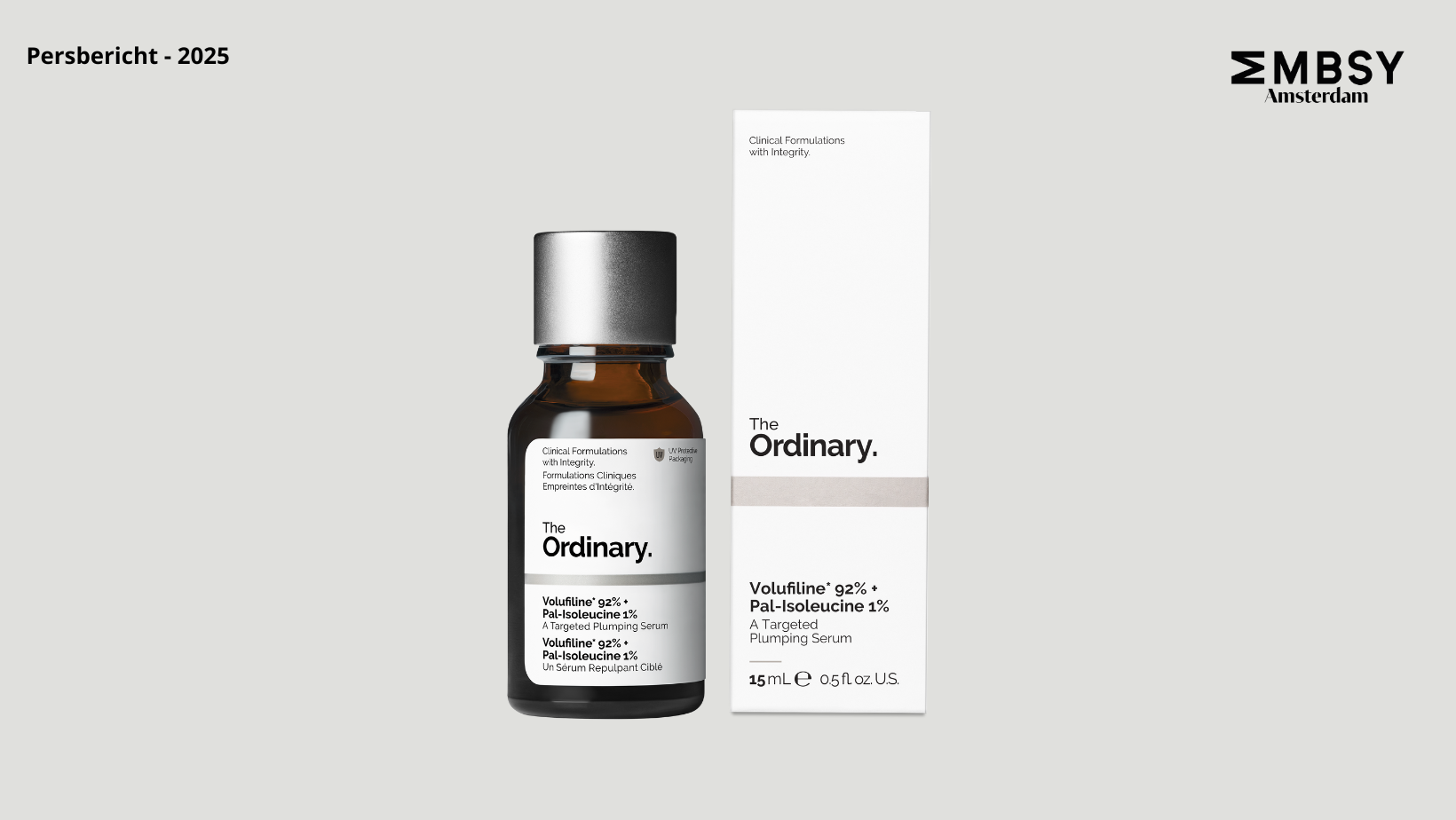 The Ordinary tilt anti-aging naar een hoger niveau met Volufiline™ 92% + Palmitoyl Isoleucine 1%