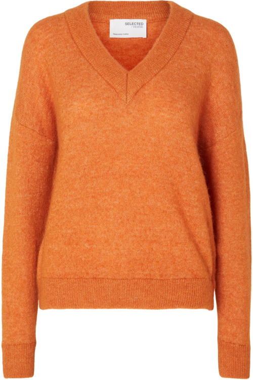 Juttu_FW23_Selected_Sweat SEL Slfmaline Ls Knit V-Neck Noos orange_JUTTU_€69,99 Juttu_FW23_Selected_Sweat SEL Slfmaline Ls Knit V-Neck Noos orange_JUTTU_€69,99
