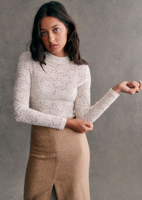 Sézane - Blouse TAORI Dentelle ecru - 95€