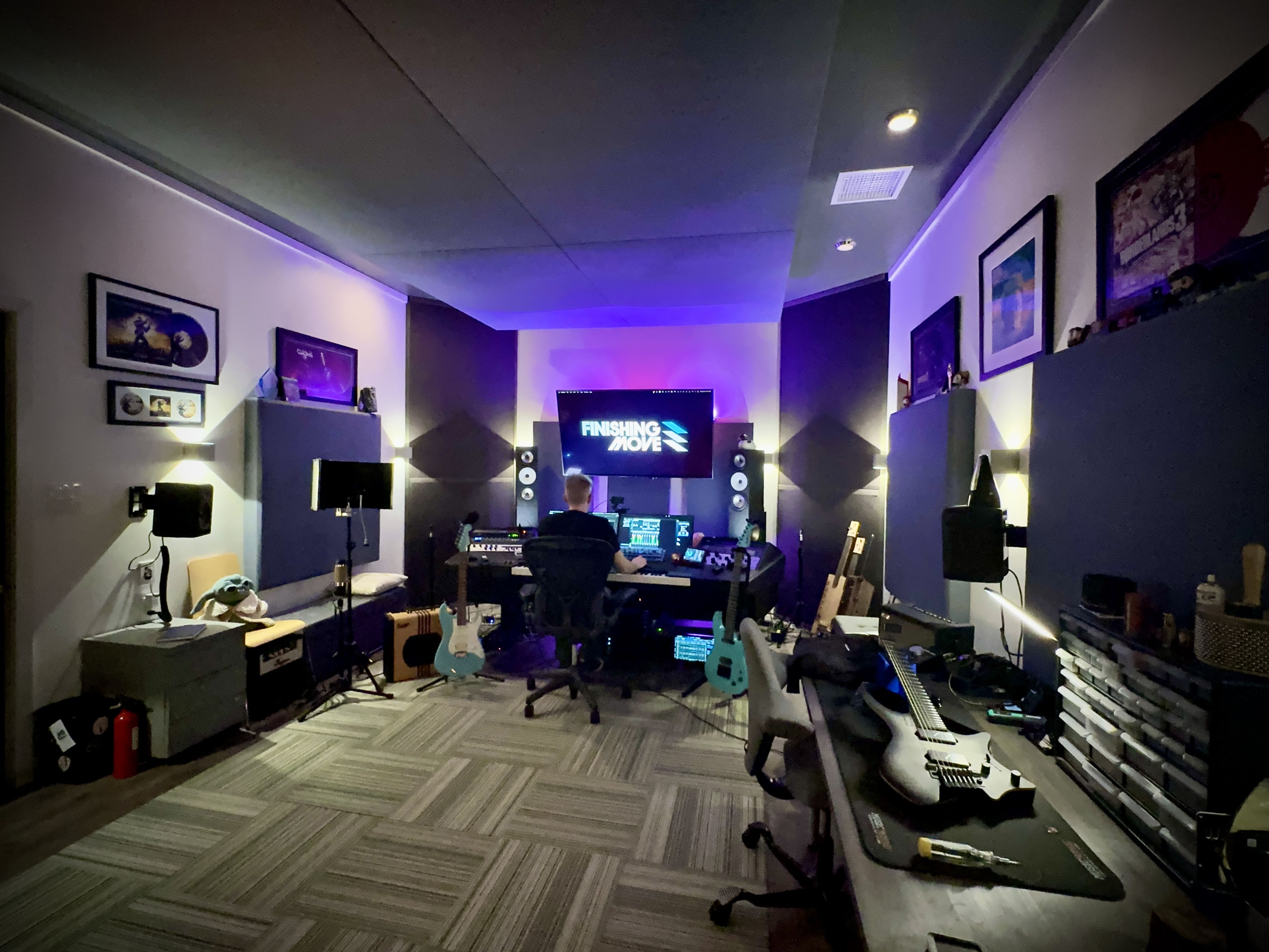 Brian White at work in his studio using the Amphion monitors