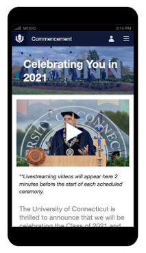 The University of Connecticut tied with The University of Florida for the 2021 Appademy for the Best App for Commencement.