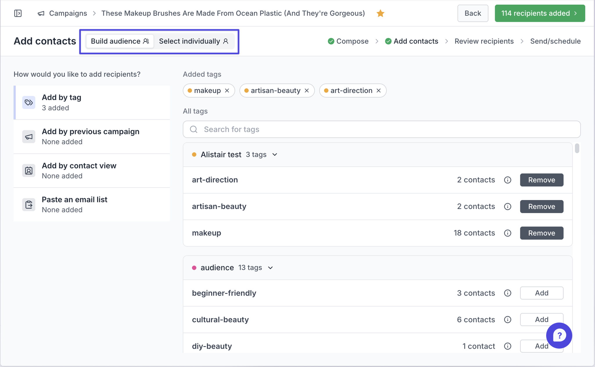 using Build Audience when adding contacts to a campaign using Build Audience when adding contacts to a campaign