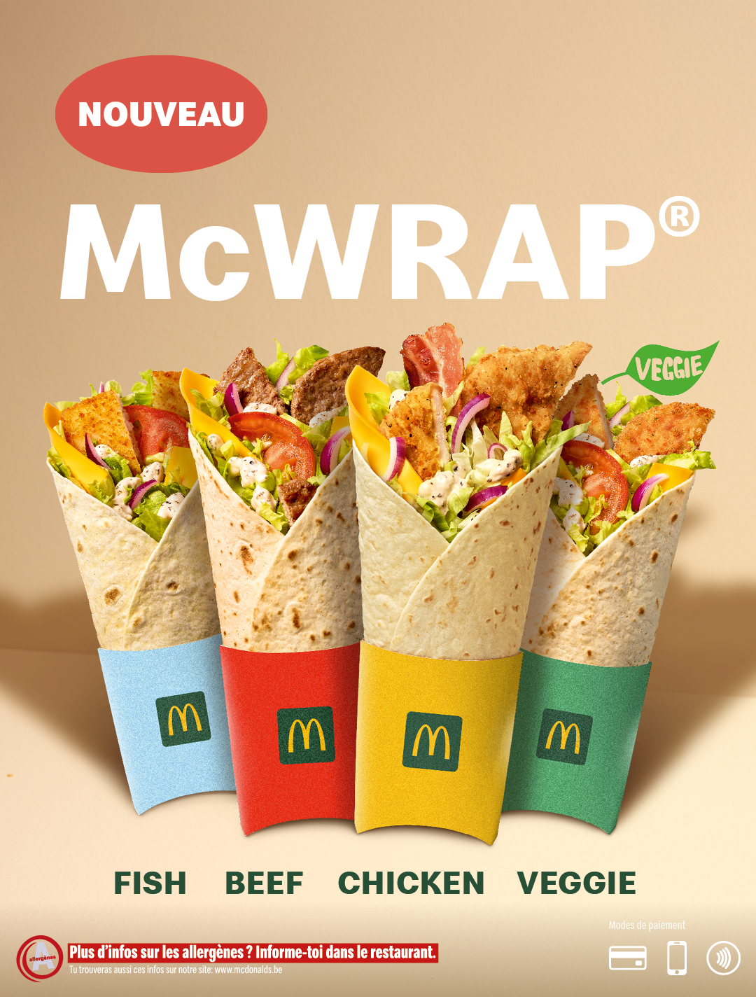 McDonald’s Belgique élargit sa gamme McWrap® avec de nouvelles variantes Veggie, Fish et Beef