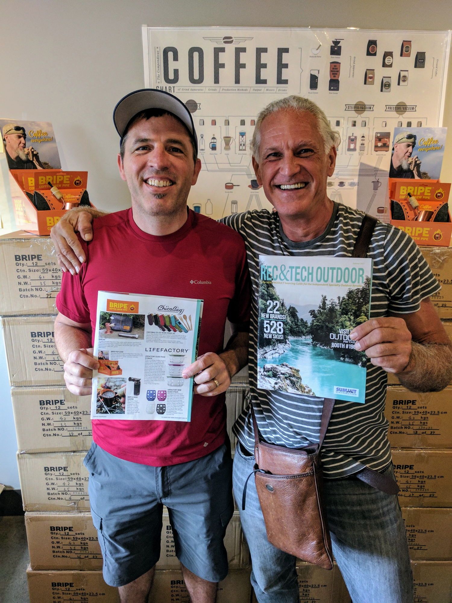 Co-founder Craig Hall (left) with Bripe inventor, friend and Co-founder Tim Panek (right) pictured with Summit Distribution REC&TECH product magazine