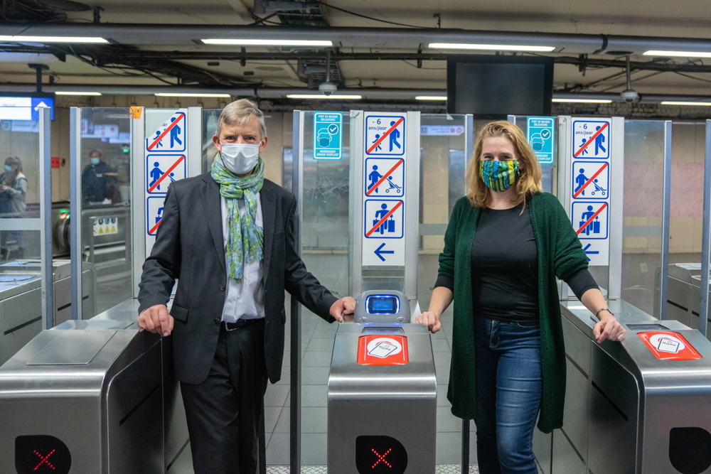 © MIVB CEO van de MIVB, Brieuc de Meeûs, en Brussels minister van Mobiliteit, Elke Van den Brandt