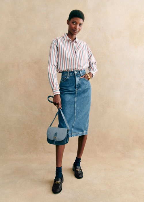 Sézane - Sac ROMEO Bleu Denim Tresse