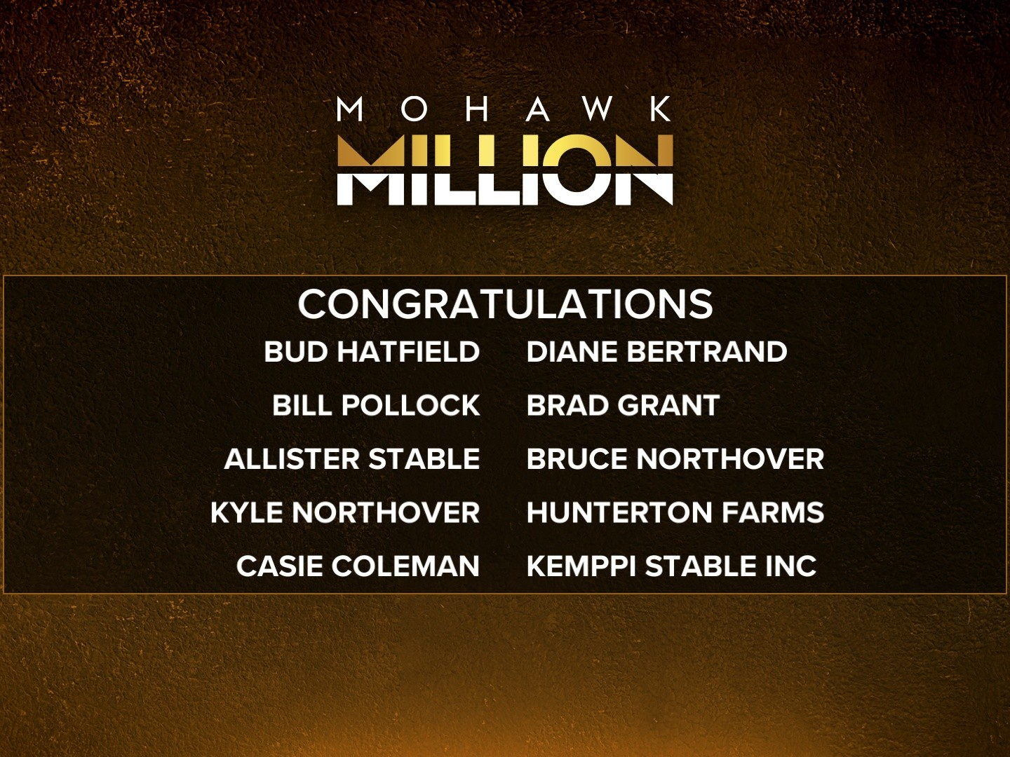 Mohawk Million Slot Draw Complete