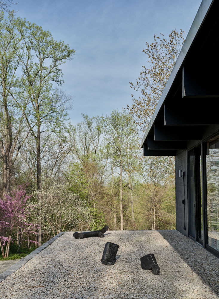 At The Luss House: Blum & Poe, Mendes Wood DM and Object & Thing. The Gerald Luss House, Ossining, New York. Photo by Michael Biondo. Works pictured: Three sculptures by Paulo Monteiro, Untitled (2012).