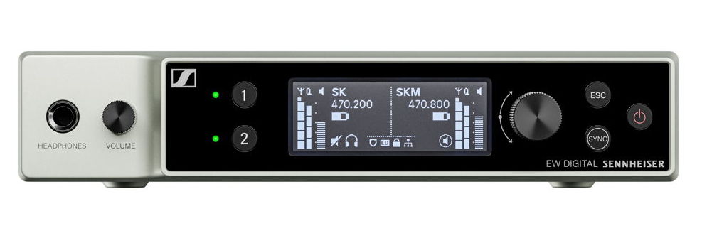 The EW-DX EM 2 two-channel receiver is available with a range of hardware options, from handheld transmitters, bodypack transmitters, lavalier mics, and more.