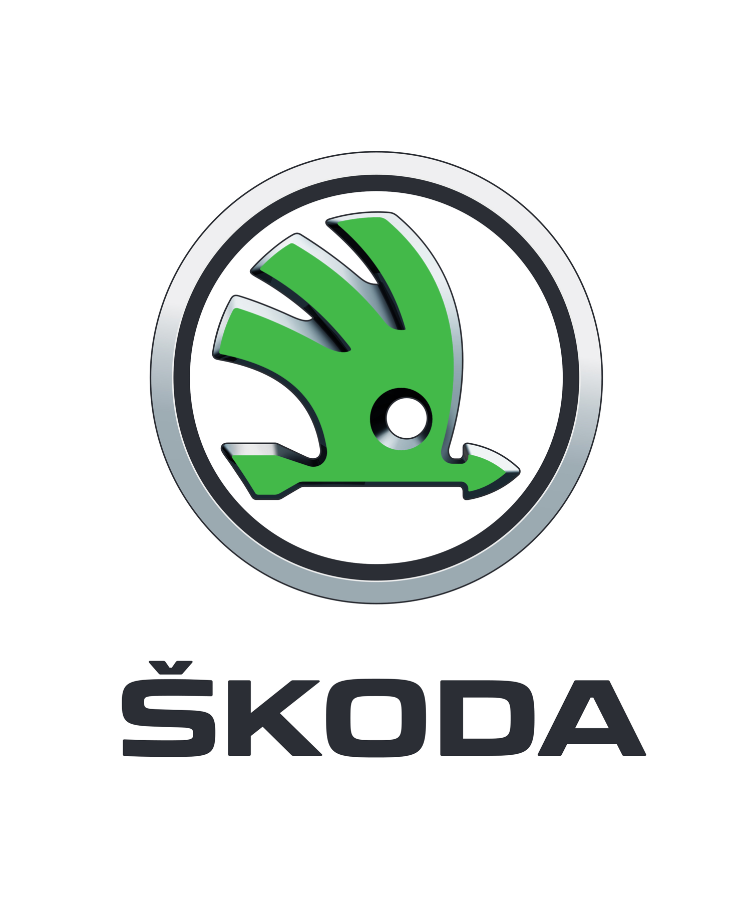Current brand logo of the car manufacturer ŠKODA AUTO, in use since 2016.