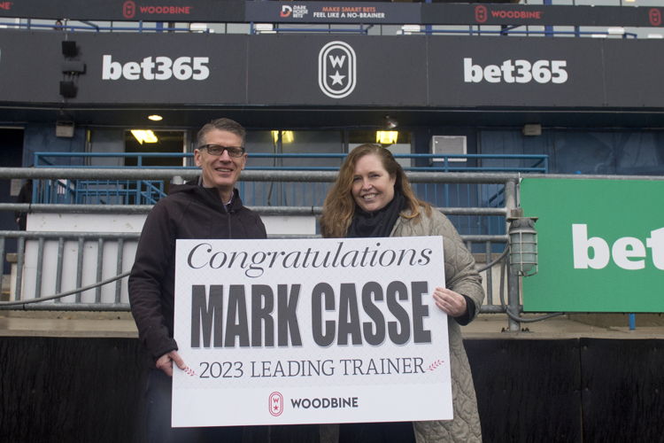 Woodbine CEO Michael Copeland and Mark Casse's assistant trainer Kathryn Sullivan (Michael Burns Photo)