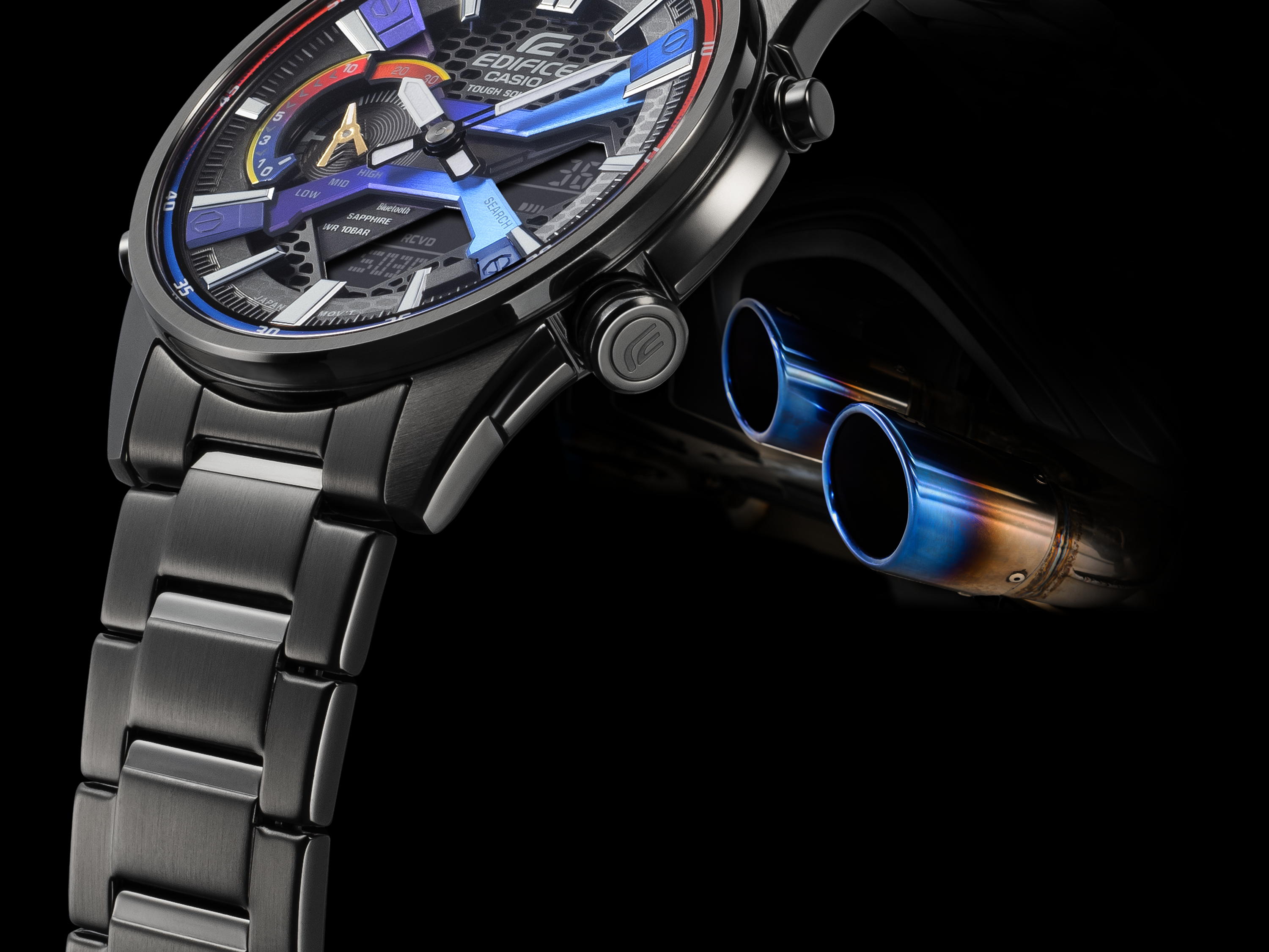 Lleva el poder de la velocidad en tu muñeca con los colores vibrantes de la nueva colección de relojes Edifice Heat Gradation, inspirados en la pasión del automovilismo