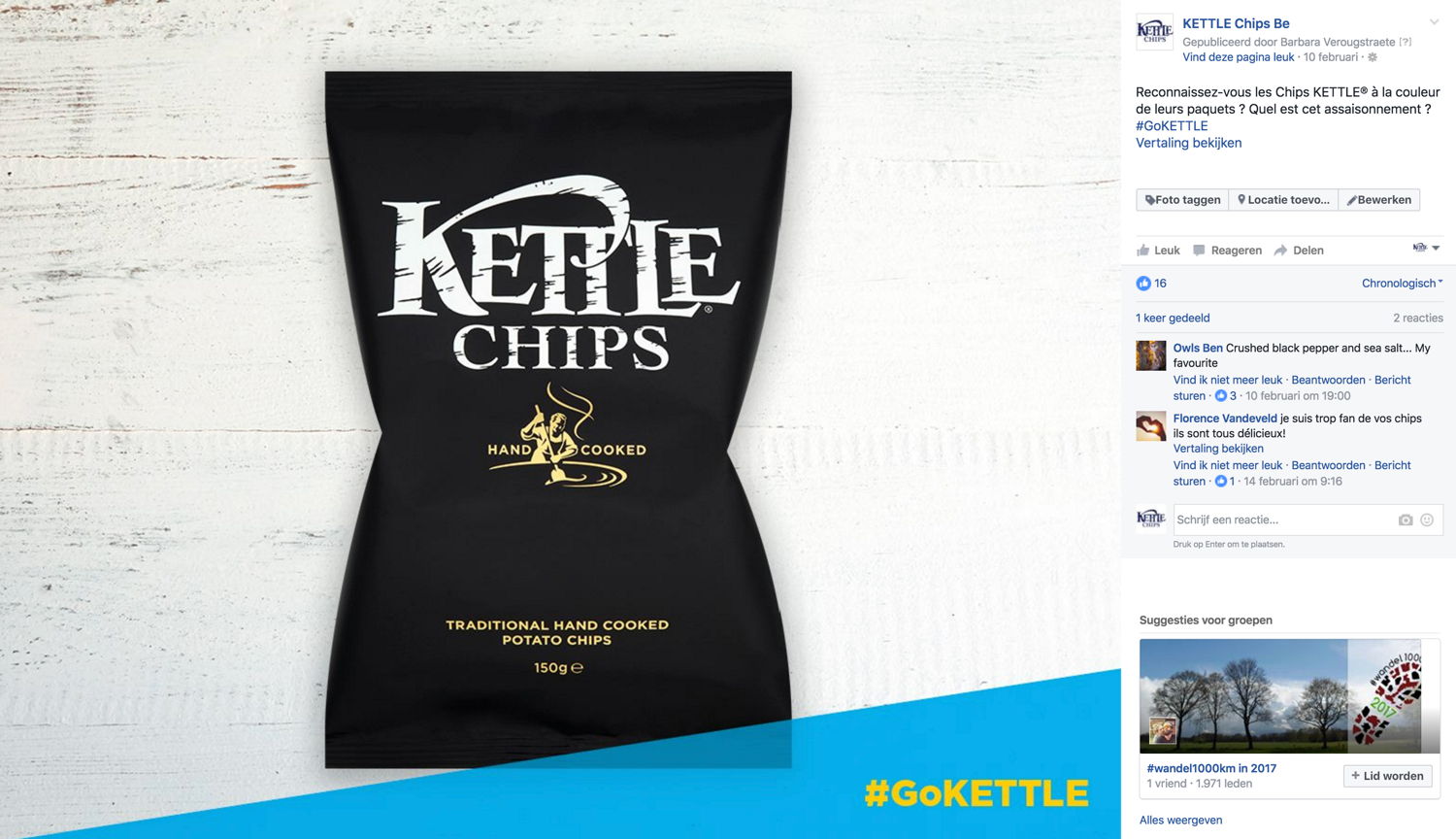 KETTLE® Chips_Page Facebook belge