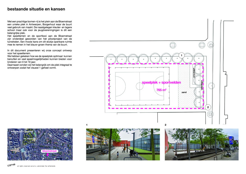 Ontwerp speelstructuur Bloemstraat Borgerhout ©Carve