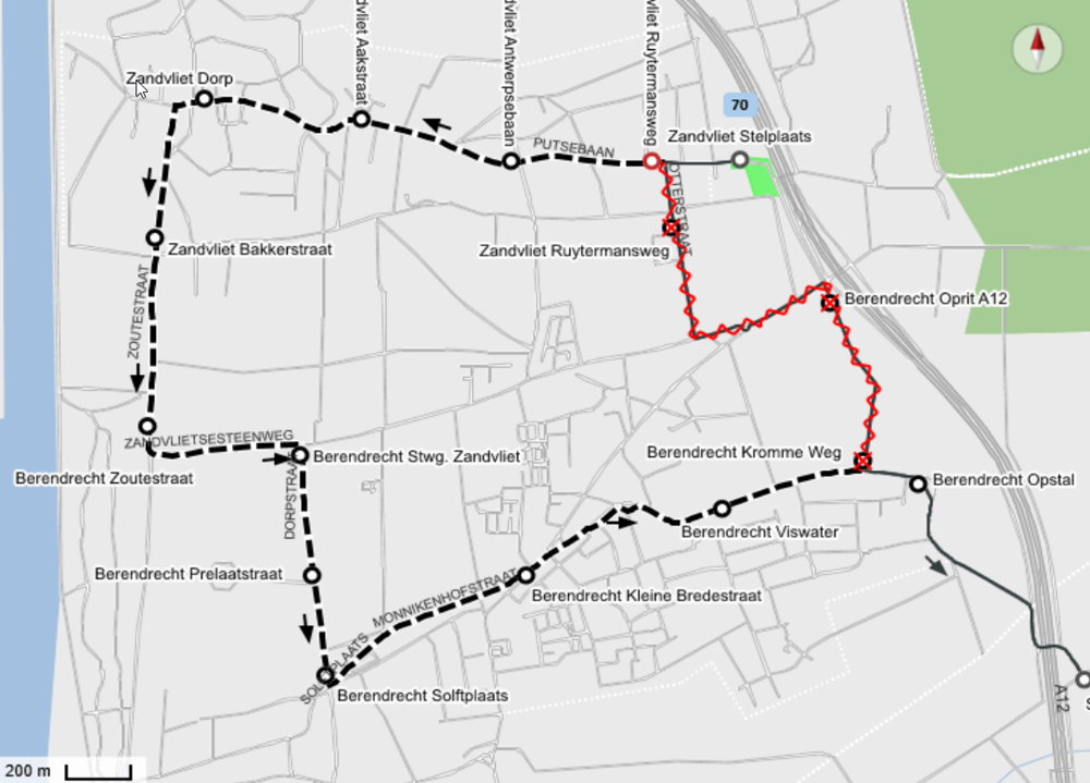 Omleiding lijn 70 richting Antwerpen