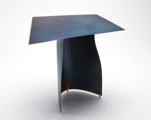 Side Table, 2023 - steel and brass, heat patinated black