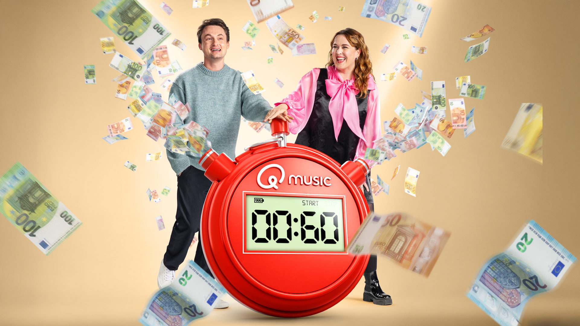 Time is money! Q-dj’s Maarten & Dorothee verdubbelen het netto jaarloon van een Q-luisteraar in slechts 60 seconden 