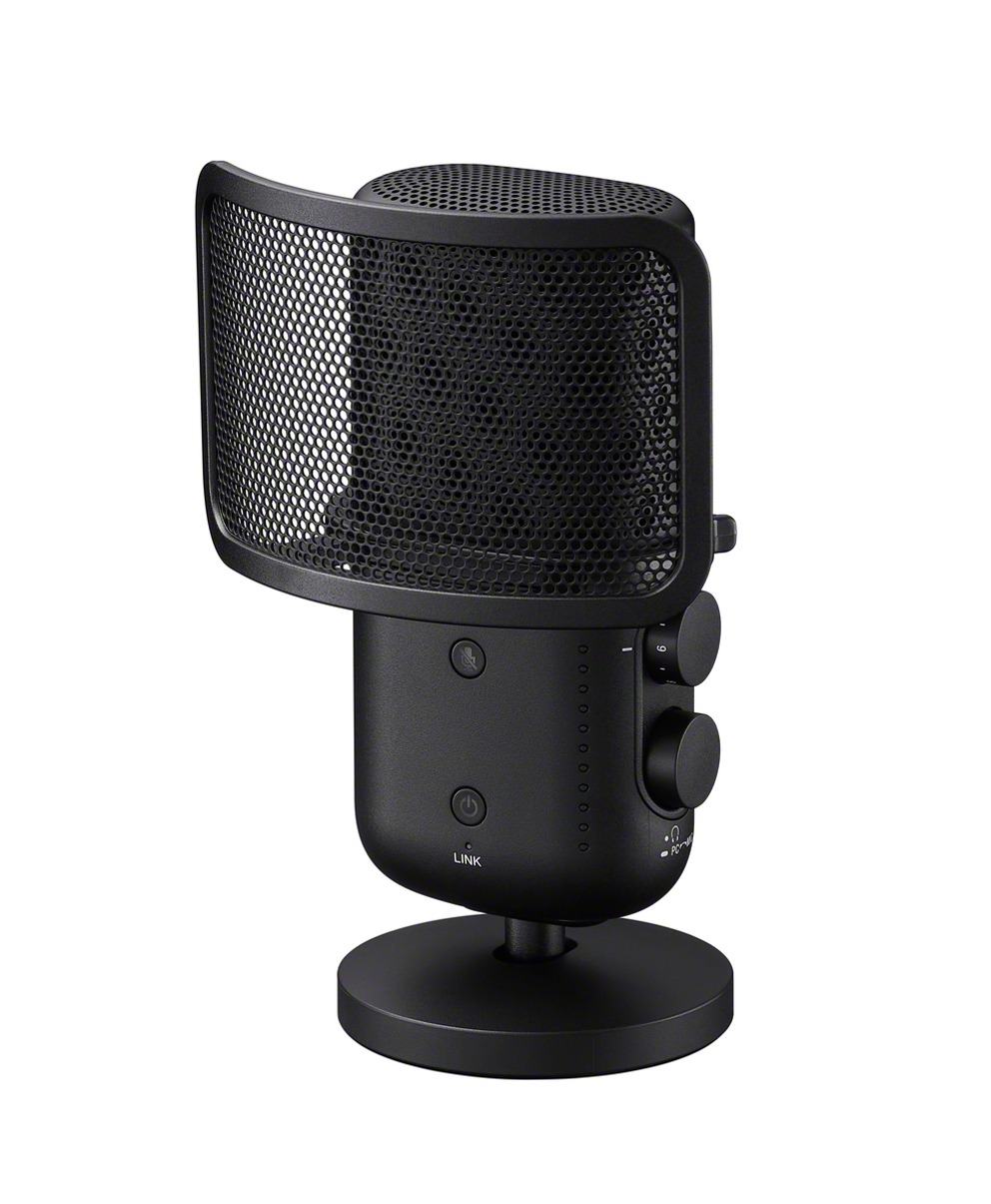 4. ECM-S1 Microphone Product Side View with Pop Guard.jpg