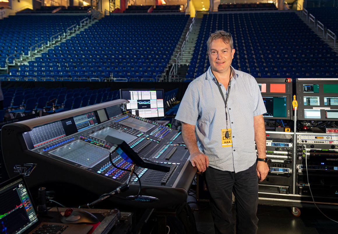 FOH engineer Colin Pink at his workplace