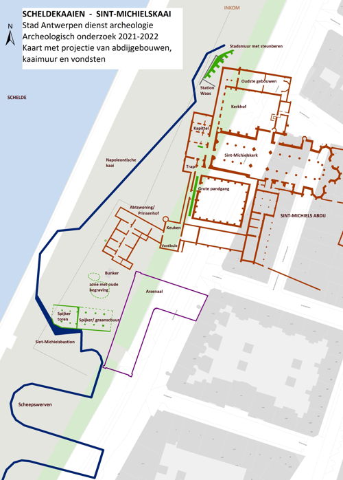 Situering van de historische site op plattegrond - © Stad Antwerpen