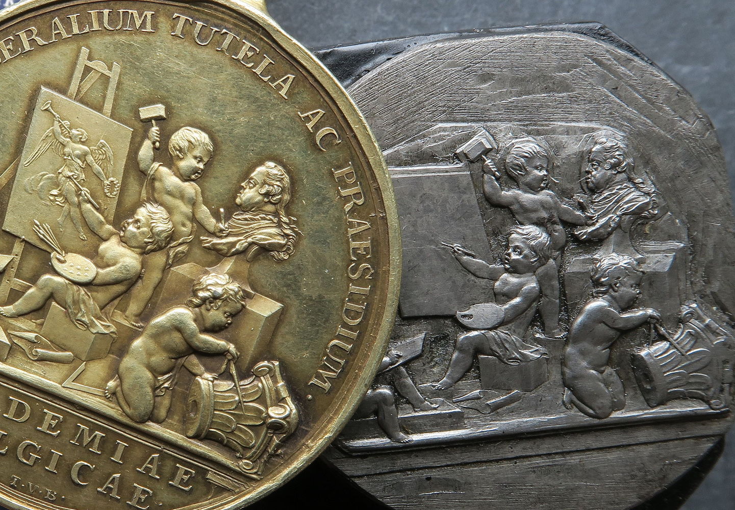 Théodore van Berckel, médaille de récompense et poinçon pour la médaille de récompense de l’Académie des Beaux-Arts (1778).