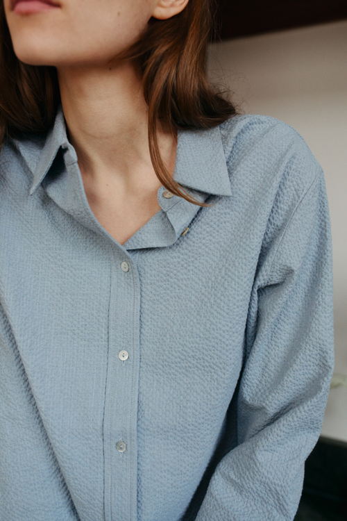 Mardi editions - SS23 - Chemise Agathe Laine coton Bleu gris (165€) (2)