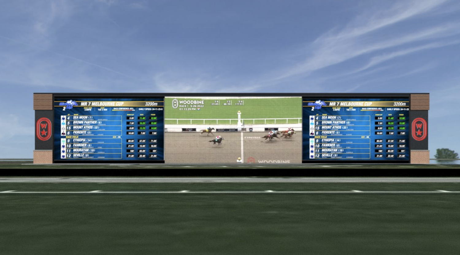 Rendering of the new video board at Woodbine Racetrack. (Woodbine)
