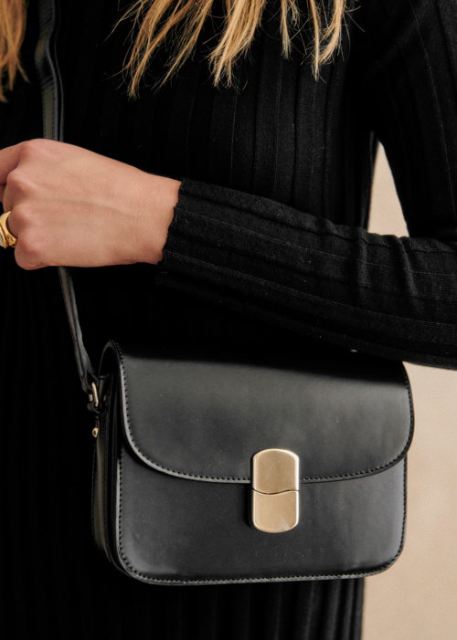 Sézane - Sac Mini Milo - noir lisse - 335€