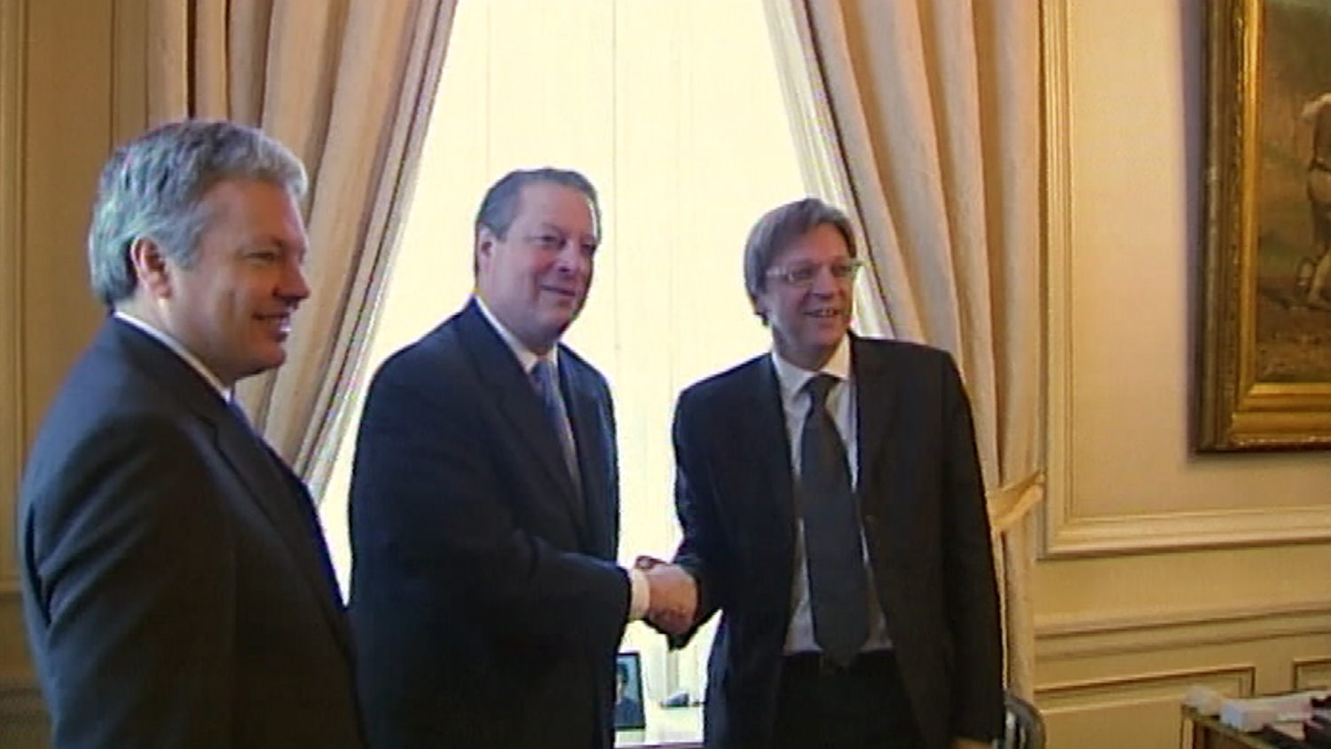 Al Gore met Guy Verhofstadt en Didier Reynders