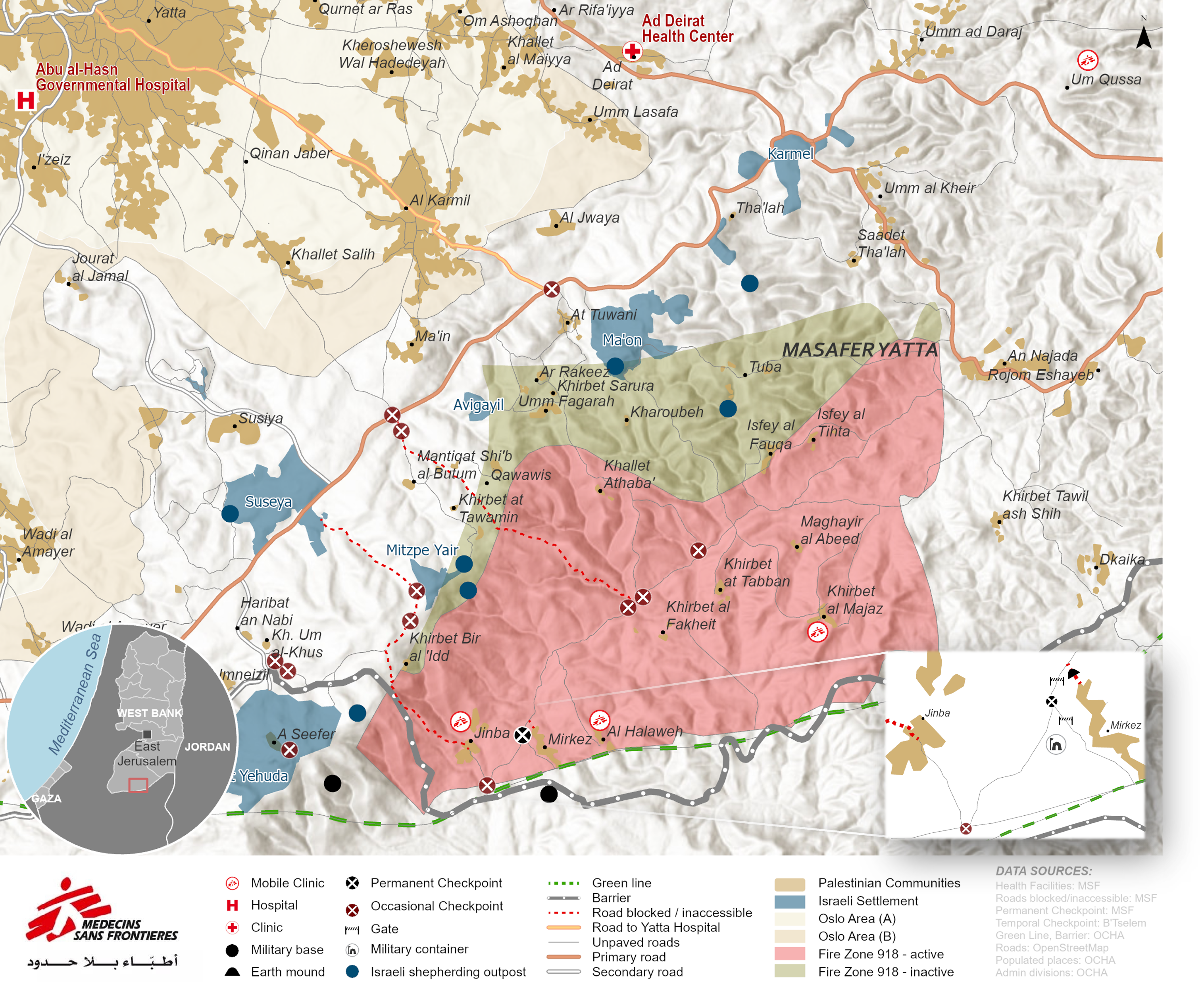 Mapa de Masafer Yatta, Cisjordania. Mapa de Masafer Yatta, Cisjordania.