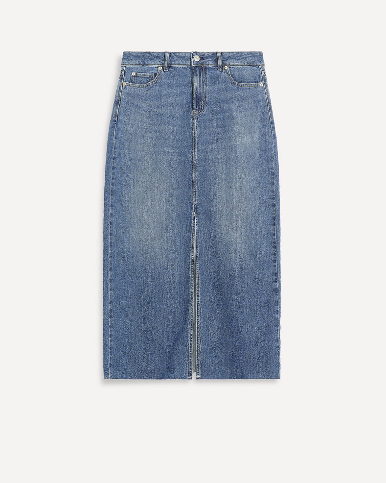 Maxi Denim Skirt x The Birds Papaya