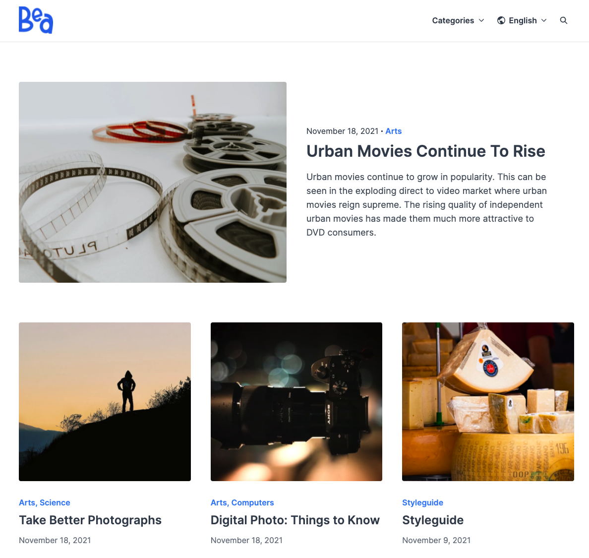 Bea theme demo page Bea theme demo page