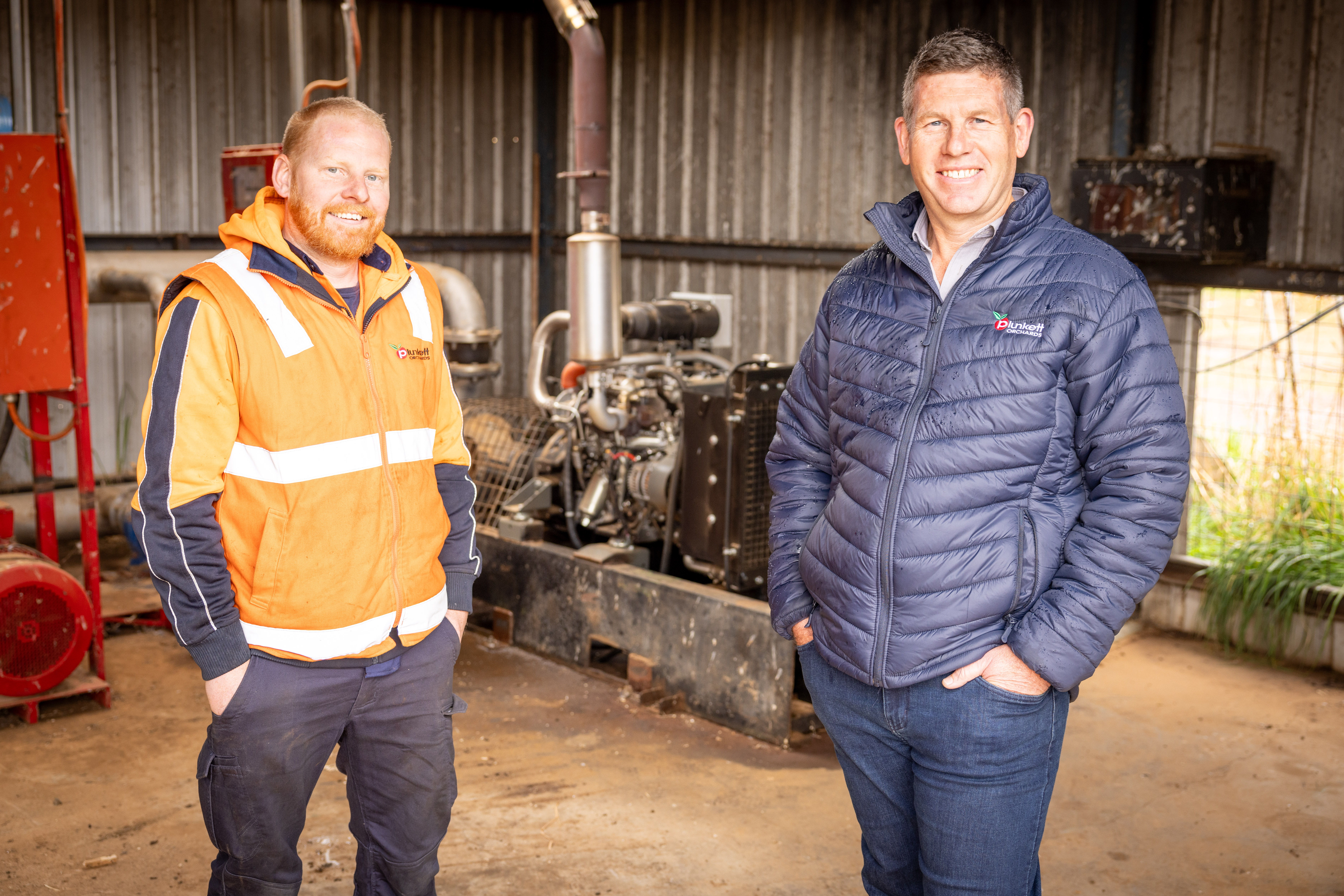 General Manager of Plunkett Orchards, Andrew Plunkett (right), with Maintenance Manager Brenton Rae (left)