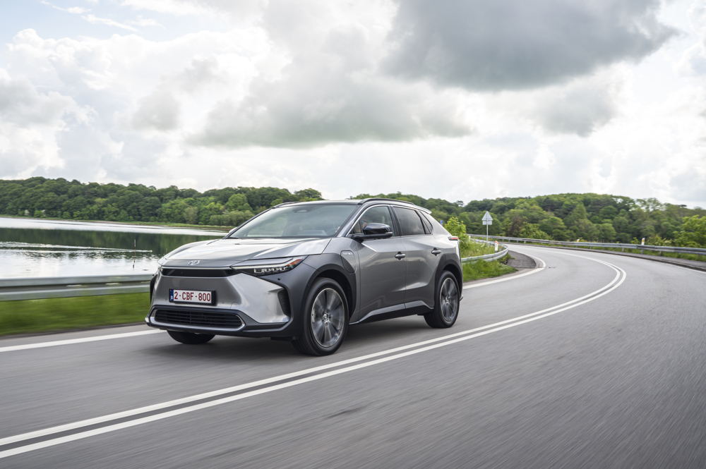 Toyota bZ4X EV with background