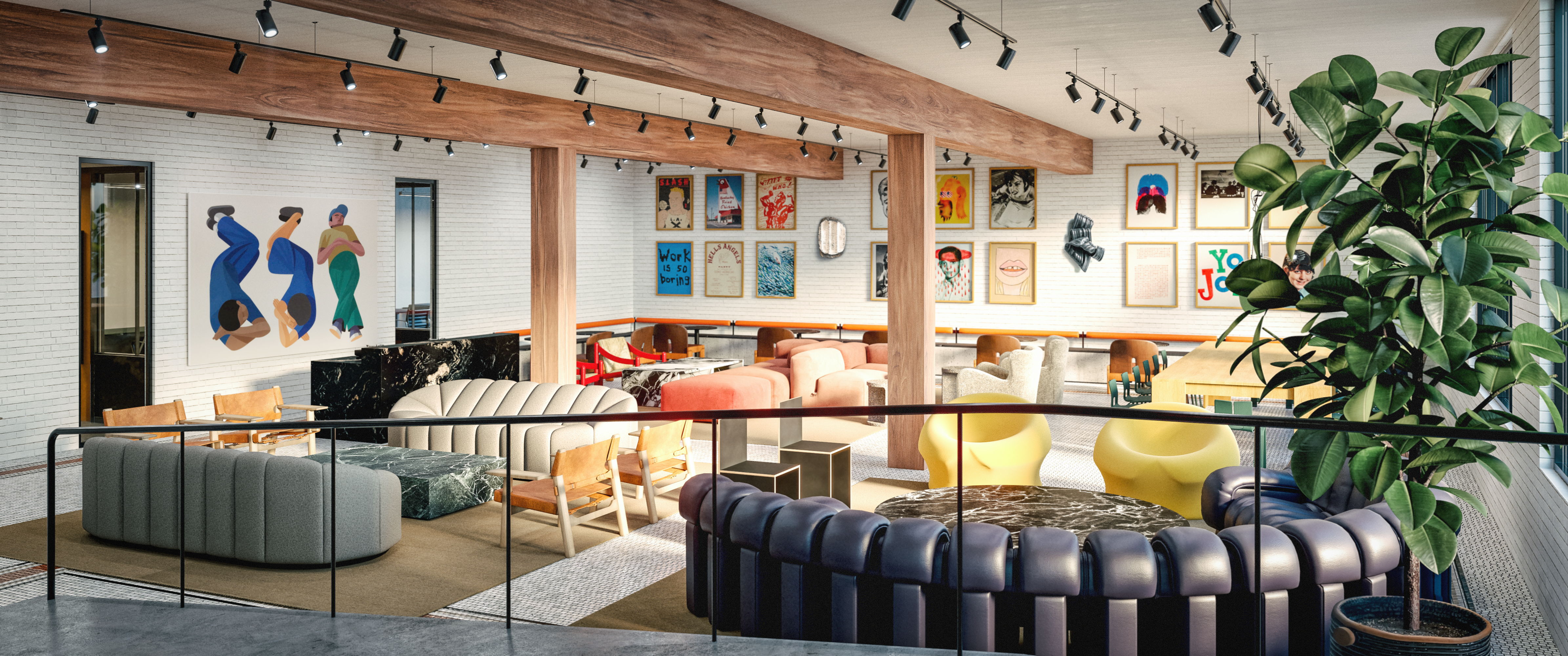 East Room on Claremont Street will feature signature lounge areas (rendering).
