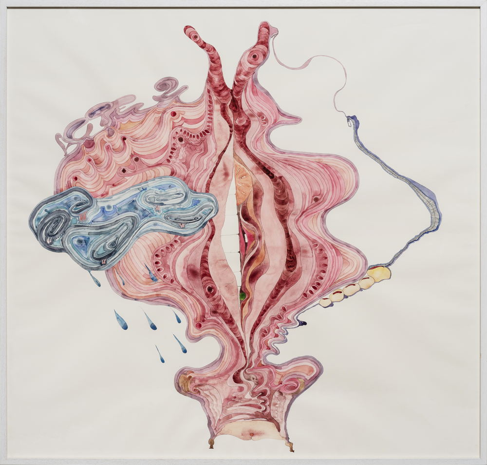 Béatrice Lussol, N°555, 2015, balpen en aquarel op papier, 150x150cm, Collectie kunstenaar, © Foto Gilles Berquet
